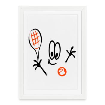 Tennis, Balle De Tennis, Bande Dessinée - Affiche encadrée (27 × 37 cm) - blanc - Devant