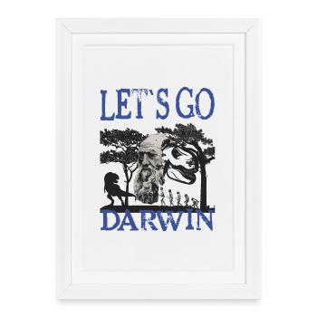Idée cadeau textile Charles Darwin Evolution - Affiche encadrée (27 × 37 cm) - blanc - Devant