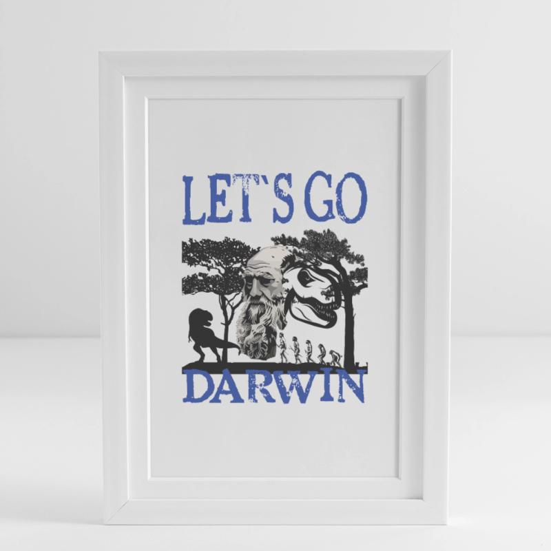 Charles Darwin Evolution textile Geschenkidee Gerahmtes Poster (27 × 37 cm)