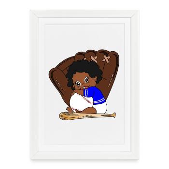 Peluche de baseball Little Sluggers - Affiche encadrée (27 × 37 cm) - blanc - Devant