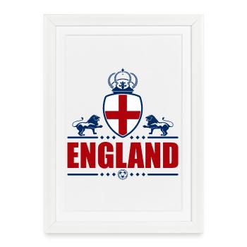 ENGLAND ROT-BLAU LINEART - Gerahmtes Poster (27 × 37 cm) - Weiß - Vorne
