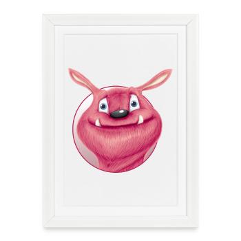 monstre rouge - Affiche encadrée (27 × 37 cm) - blanc - Devant