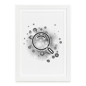 Magnifying glass with dots background - Framed poster (27 × 37 cm) - white - Front