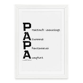 Papa, Vatertaggeschenk in Österreichischem Dialekt - Gerahmtes Poster (27 × 37 cm) - Weiß - Vorne