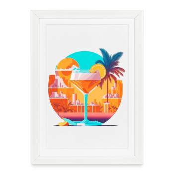 Cocktail des années 80 - Affiche encadrée (27 × 37 cm) - blanc - Devant