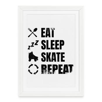 Routine de patinage à roulettes - Affiche encadrée (27 × 37 cm) - blanc - Devant