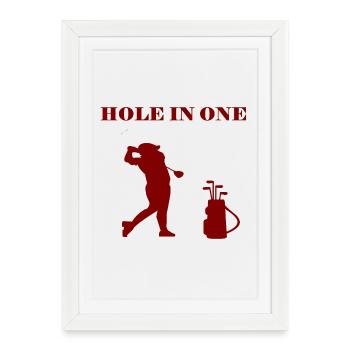 GOLFEUR HOLE IN ONE - Affiche encadrée (27 × 37 cm) - blanc - Devant