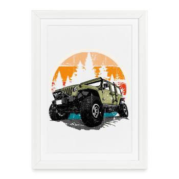 Jeep Sunrise Trail Adventure - Affiche encadrée (27 × 37 cm) - blanc - Devant