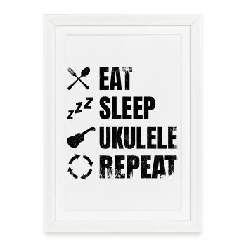 Ukulélé Amour - Affiche encadrée (27 × 37 cm) - blanc - Devant