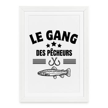 pêche, canne à pêche, fan de pêche - Affiche encadrée (27 × 37 cm) - blanc - Devant