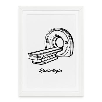 Radiologie Scanner IRM One Line Art Manip Radio - Affiche encadrée (27 × 37 cm) - blanc - Devant