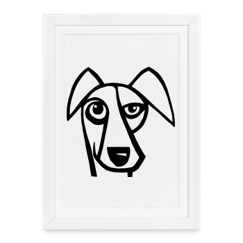 Drôle de chien noir - Affiche encadrée (27 × 37 cm) - blanc - Devant