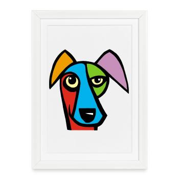 Funny Dog - Framed poster (27 × 37 cm) - white - Front