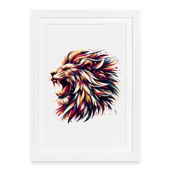 Lion Roars Geometric Gift - Framed poster (27 × 37 cm) - white - Front