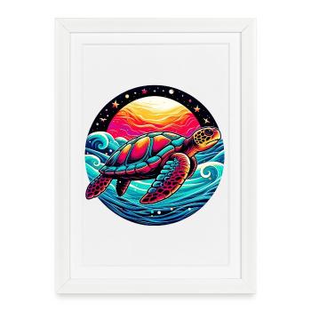 Tortue marine - Affiche encadrée (27 × 37 cm) - blanc - Devant