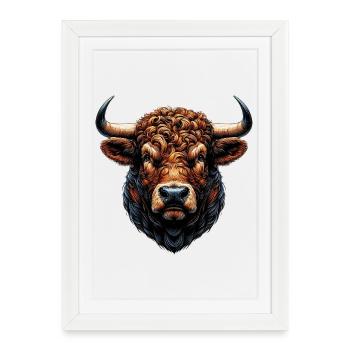 Taureau - Affiche encadrée (27 × 37 cm) - blanc - Devant