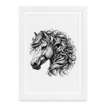 Cheval - Affiche encadrée (27 × 37 cm) - blanc - Devant