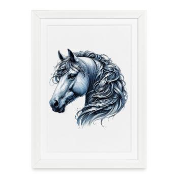 Cheval - Affiche encadrée (27 × 37 cm) - blanc - Devant