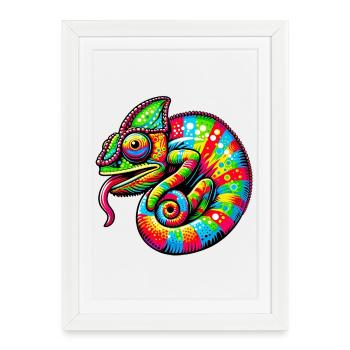 Caméléon - Affiche encadrée (27 × 37 cm) - blanc - Devant