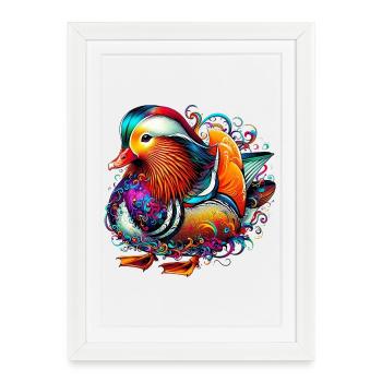 Canard mandarin - Affiche encadrée (27 × 37 cm) - blanc - Devant