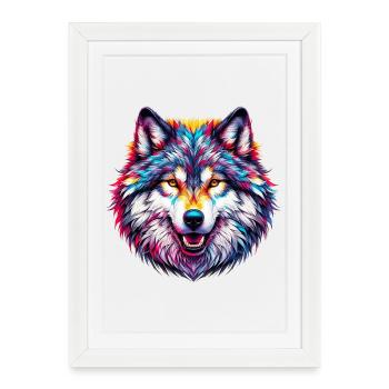 Loup - Affiche encadrée (27 × 37 cm) - blanc - Devant