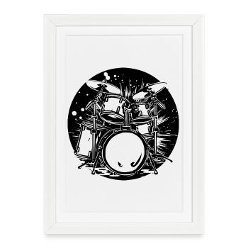 Graphismes de batterie - Affiche encadrée (27 × 37 cm) - blanc - Devant