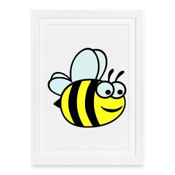 Cheerful Yellow Bee Cartoon - Framed poster (27 × 37 cm) - white - Front