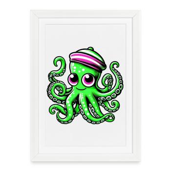 Octopus - Framed poster (27 × 37 cm) - white - Front