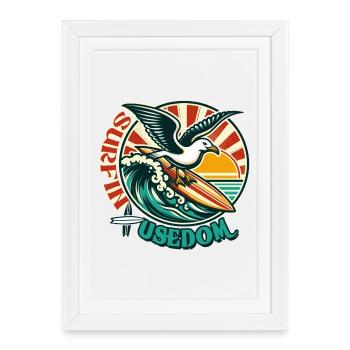 möwe Usedom T-Shirt – Ostsee Streetwear Design - Framed poster (27 × 37 cm) - white - Front