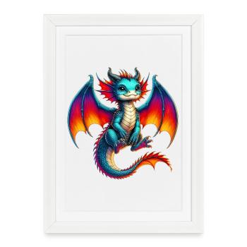 Dragon - Affiche encadrée (27 × 37 cm) - blanc - Devant