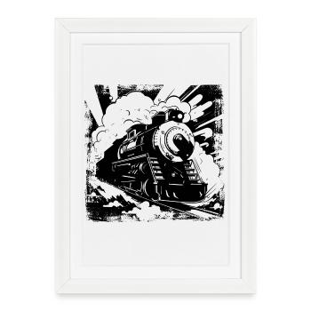 Chemin de fer - Affiche encadrée (27 × 37 cm) - blanc - Devant