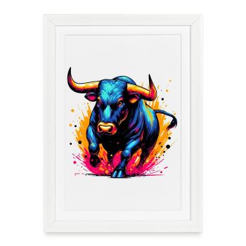 Taureau - Affiche encadrée (27 × 37 cm) - blanc - Devant