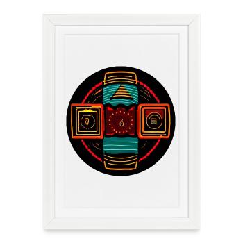 Neon Geometric Icons - Native Freestyle - Affiche encadrée (27 × 37 cm) - blanc - Devant