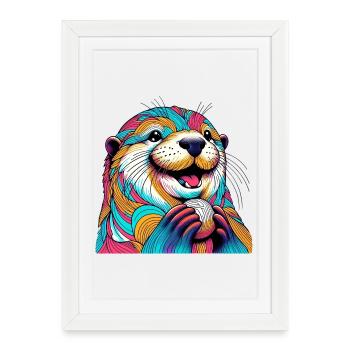 Loutre - Affiche encadrée (27 × 37 cm) - blanc - Devant