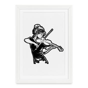 Fiddle Girl Drawing - Framed poster (27 × 37 cm) - white - Front