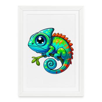 Caméléon - Affiche encadrée (27 × 37 cm) - blanc - Devant