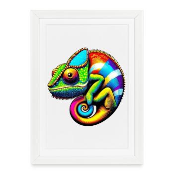 Caméléon - Affiche encadrée (27 × 37 cm) - blanc - Devant