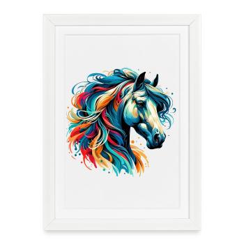 Cheval - Affiche encadrée (27 × 37 cm) - blanc - Devant