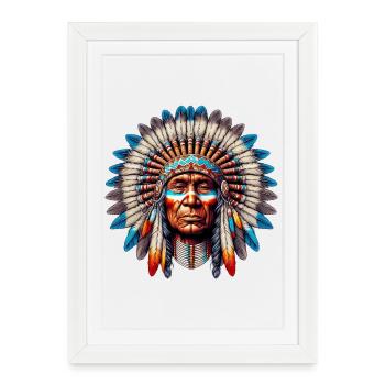 Amérindien Américain - Affiche encadrée (27 × 37 cm) - blanc - Devant