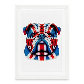 Bouledogue anglais Chien - Affiche encadrée (27 × 37 cm) - blanc - Devant