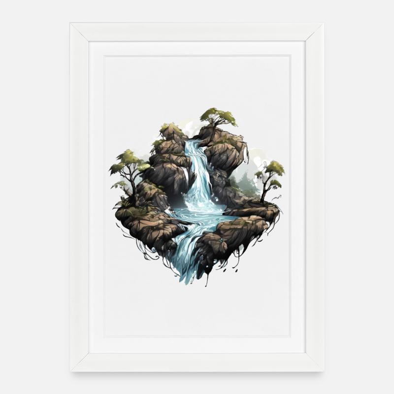 Waterfall 01 - Framed poster (27 × 37 cm) - white