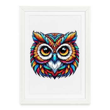 Owl - Framed poster (27 × 37 cm) - white - Front