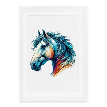 Cheval - Affiche encadrée (27 × 37 cm) - blanc - Devant