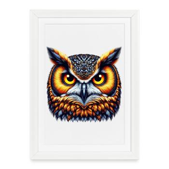 Eule - Gerahmtes Poster (27 × 37 cm) - Weiß - Vorne