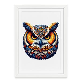 Eule - Gerahmtes Poster (27 × 37 cm) - Weiß - Vorne