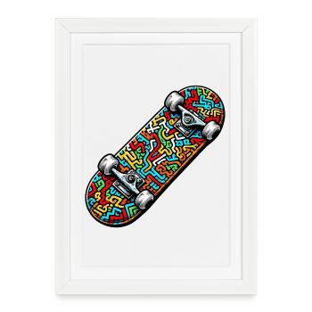 Skateboard - Framed poster (27 × 37 cm) - white - Front