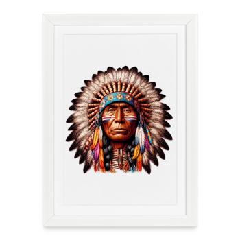 Amérindien Américain - Affiche encadrée (27 × 37 cm) - blanc - Devant