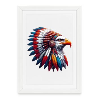 Aigle amérindien Peaux rouges américaines - Affiche encadrée (27 × 37 cm) - blanc - Devant