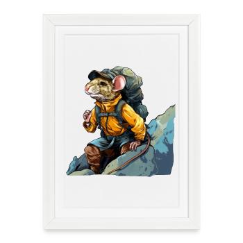 Rat Alpiniste / Rat de randonnée - Affiche encadrée (27 × 37 cm) - blanc - Devant