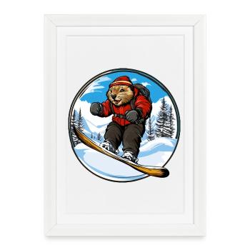 Planche à neige Beaver - Affiche encadrée (27 × 37 cm) - blanc - Devant